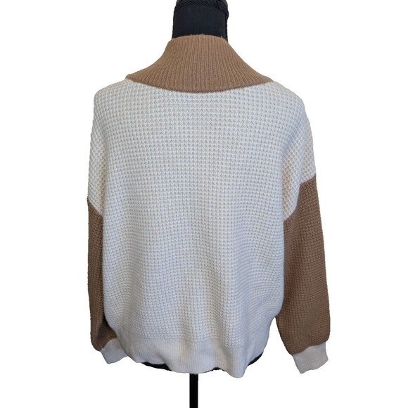 EXPRESS Women Sweater REVERSIBLE STYLE KNIT COLOR BLOCK Oversized Medium - Picture 3 of 11